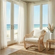 New Pacific Direct Maeva Rattan Accent Arm Chair in Natural Wheat