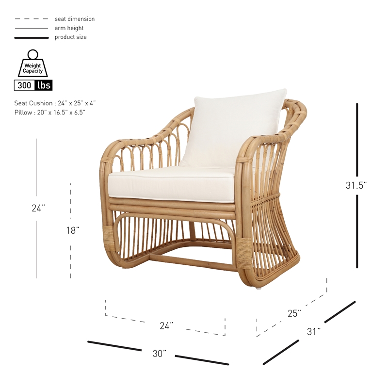 New Pacific Direct Maeva Rattan Accent Arm Chair in Natural Wheat