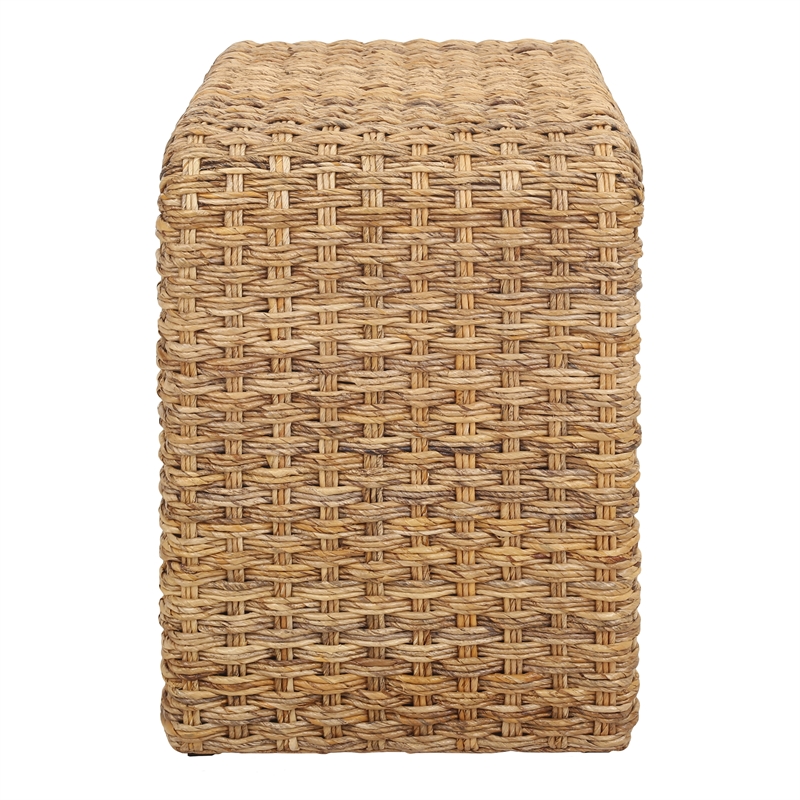 NPD Furniture Vaine Abaca Accent Table in Natural Banana Leaf & Solid Wood
