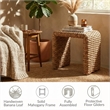 NPD Furniture Vaine Abaca Accent Table in Natural Banana Leaf & Solid Wood