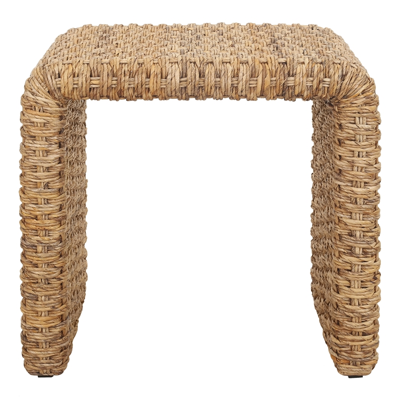NPD Furniture Vaine Abaca Accent Table in Natural Banana Leaf & Solid Wood