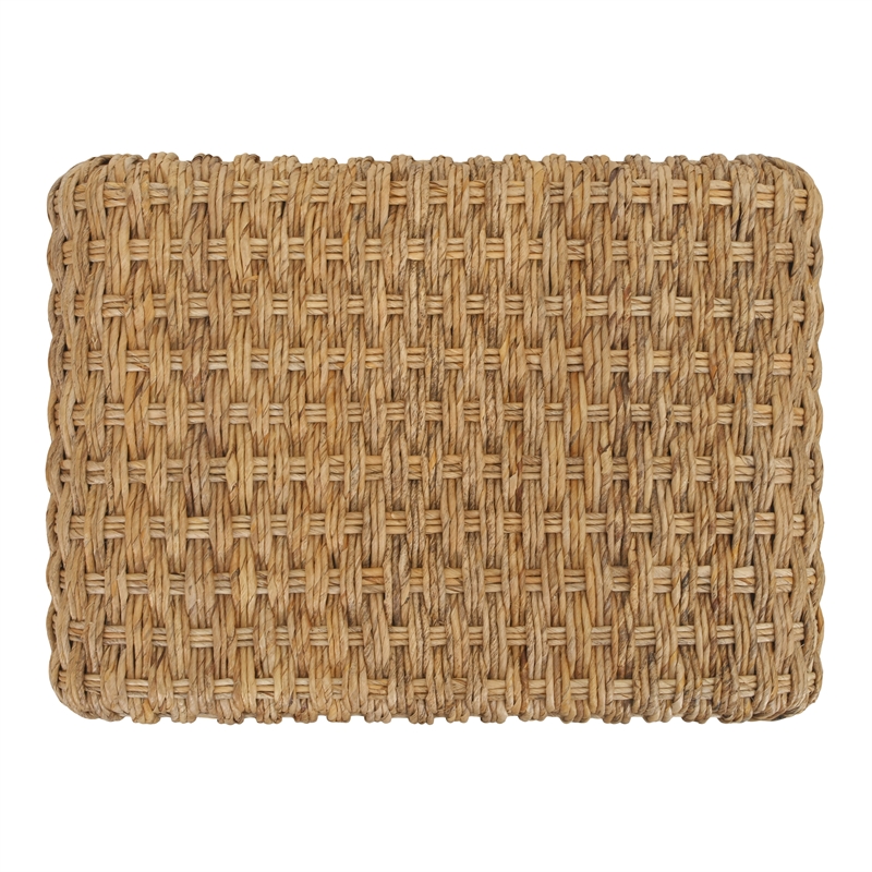 NPD Furniture Vaine Abaca Accent Table in Natural Banana Leaf & Solid Wood