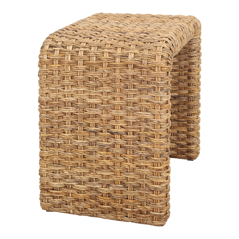 NPD Furniture Vaine Abaca Accent Table in Natural Banana Leaf & Solid Wood