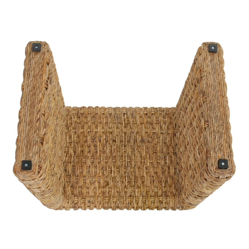 NPD Furniture Vaine Abaca Accent Table in Natural Banana Leaf & Solid Wood
