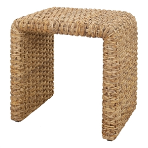 NPD Furniture Vaine Abaca Accent Table in Natural Banana Leaf & Solid Wood