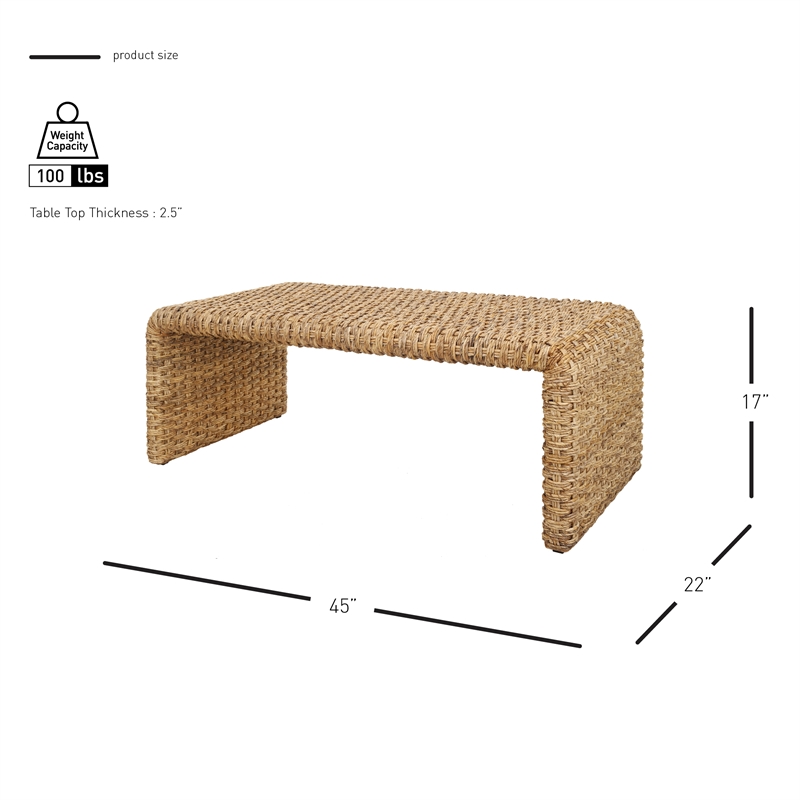 NPD Furniture Vaine Abaca Wood Coffee Table in Natural