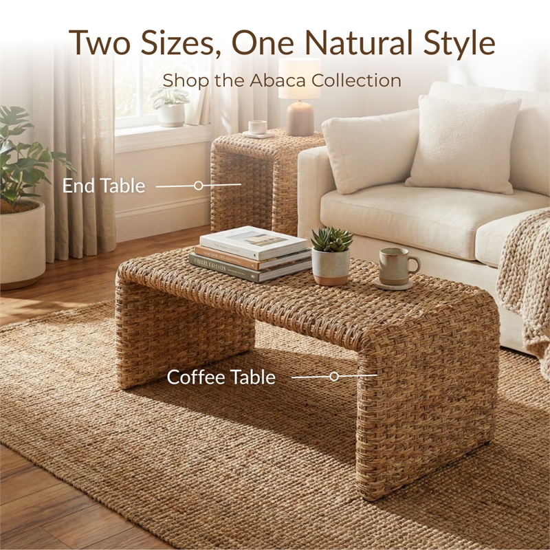 NPD Furniture Vaine Abaca Wood Coffee Table in Natural