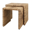 NPD Furniture Kanza Abaca Rectangular Nesting Side Table Set of2 in Natural