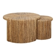 NPD Furniture Kanza Abaca Round Nesting Coffee Table Set of 2 in Natural