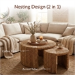NPD Furniture Kanza Abaca Round Nesting Coffee Table Set of 2 in Natural