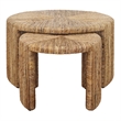 NPD Furniture Kanza Abaca Round Nesting Coffee Table Set of 2 in Natural