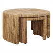 NPD Furniture Kanza Abaca Round Nesting Coffee Table Set of 2 in Natural