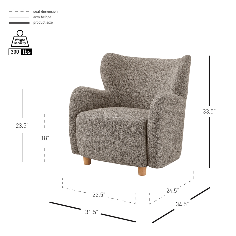 New Pacific Direct Tiffani Chenille Accent Arm Chair in Nexa Brown