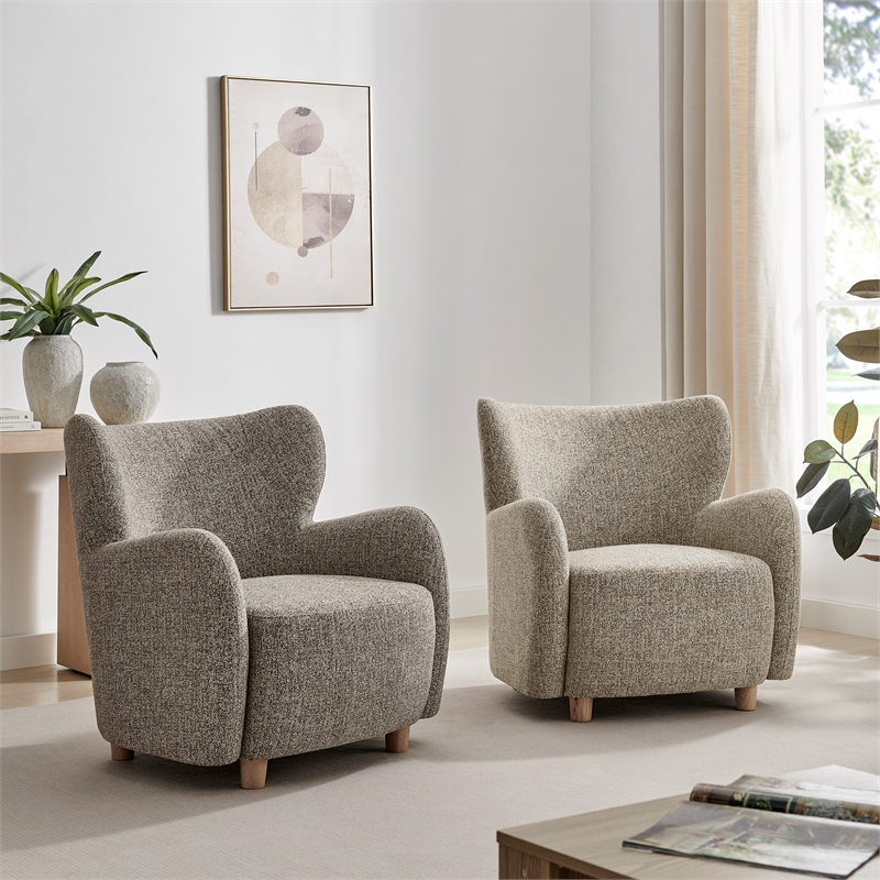 New Pacific Direct Tiffani Chenille Accent Arm Chair in Nexa Brown