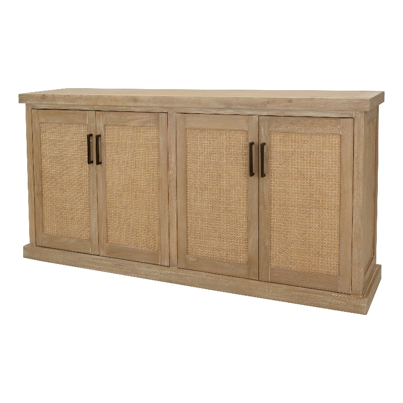 NPD Furniture Armoni 4-Door Wood Buffet in Brushed Sand