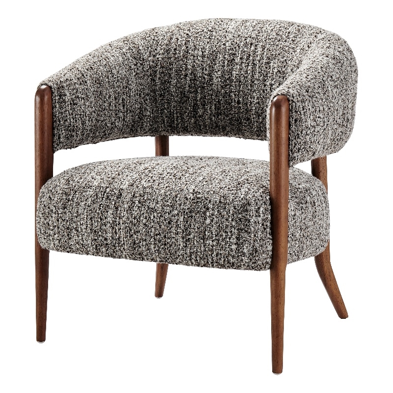 NPD Furniture Mayla Wood Accent Chair in Dappled Taupe Boucle