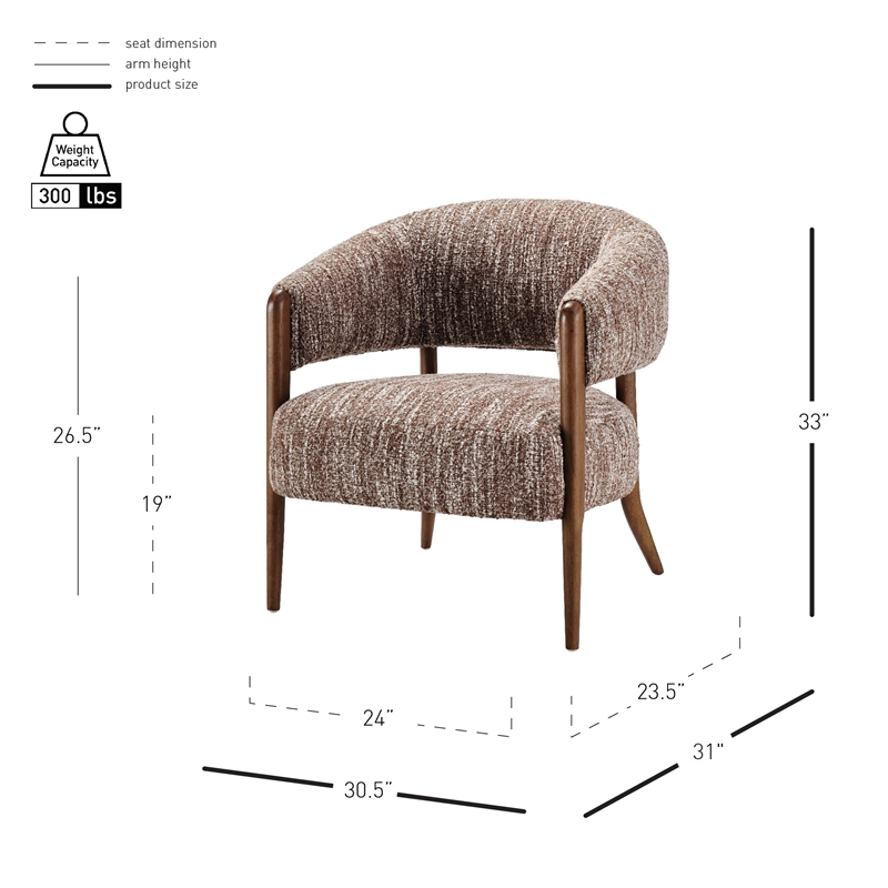 NPD Furniture Mayla Wood Accent Chair in Dappled Rose Clay Boucle