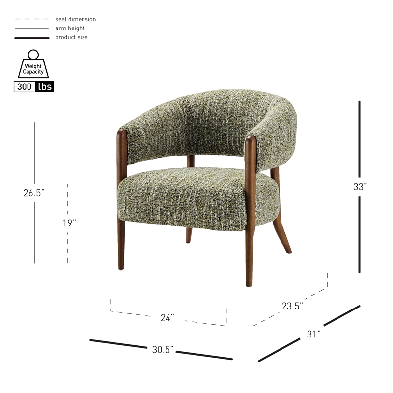 NPD Furniture Mayla Accent Chair in Dappled Olive Mustard