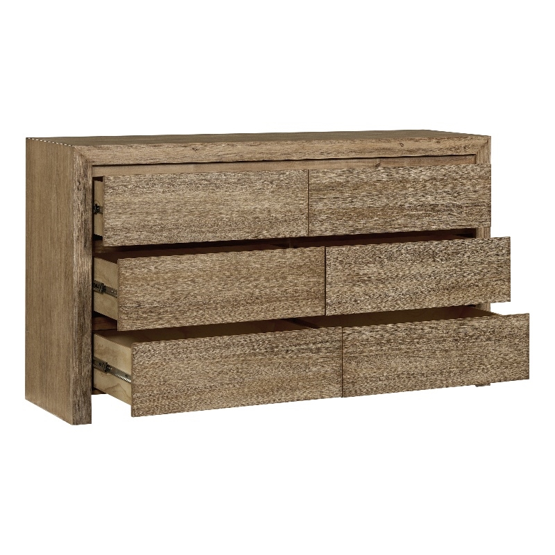 NPD Furniture Zerano 6 Drawer Wood Dresser in Brushed Smoke