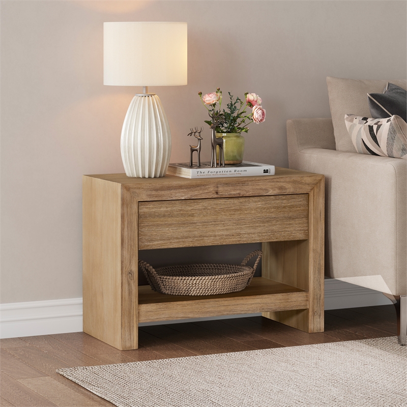 NPD Furniture Zerano Wood Accent Table in Brushed Smoke