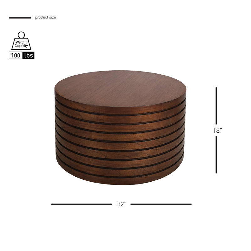 NPD Furniture Corvin Wood Coffee Table in Walnut