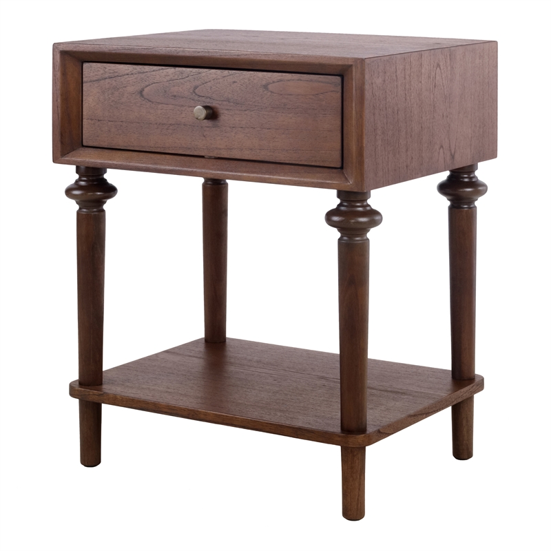 NPD Furniture Romilda 1in Wood Drawer Accent Table in Walnut