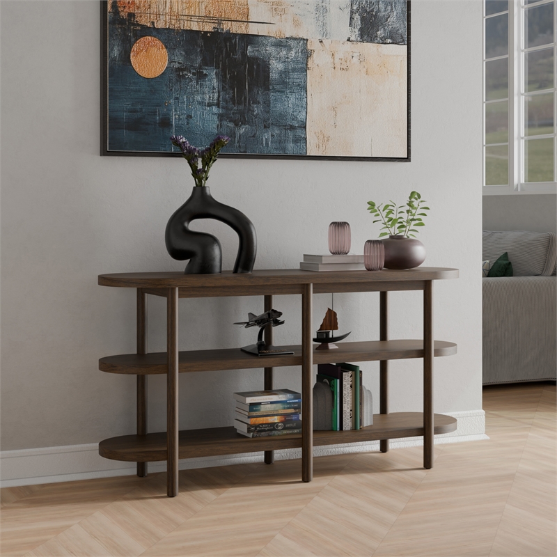 NPD Furniture Lester Wood Console Table in Walnut