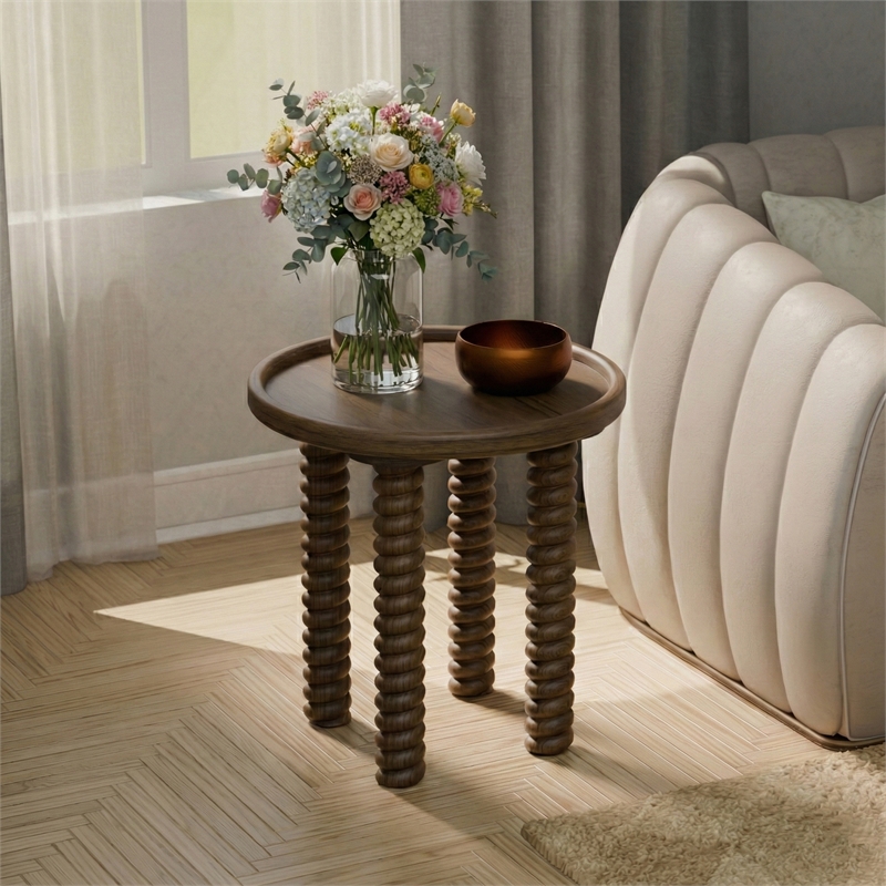 NPD Furniture Crellin Wood Accent Table in Walnut
