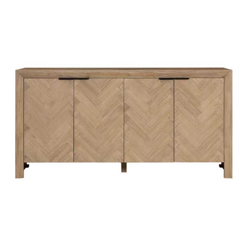 NPD Furniture - Kingston Herringbone 4-Door Sideboard - Light Natural Wood