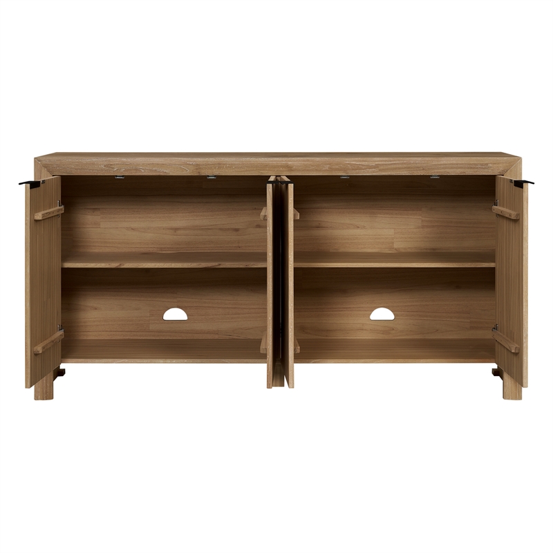 NPD Furniture - Kingston Herringbone 4-Door Sideboard - Light Natural Wood