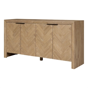 NPD Furniture - Kingston Herringbone 4-Door Sideboard - Light Natural Wood