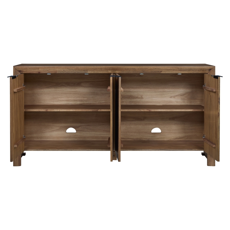 NPD Furniture - Kingston Herringbone 4-Door Sideboard - Hazelnut Brown Wood