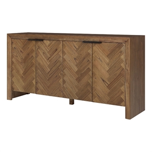 NPD Furniture - Kingston Herringbone 4-Door Sideboard - Hazelnut Brown Wood