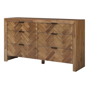 Kingston Herringbone 6-Drawer Dresser - Hazelnut Brown - Wood