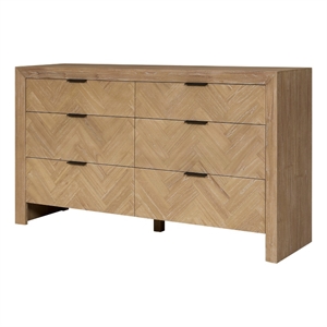 Kingston Herringbone 6-Drawer Dresser - Light Natural - Wood