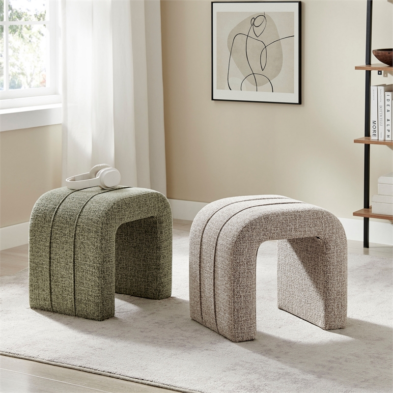 NPD Furniture - Rivo Ottoman - Nara Olive Chenille - Engineered Wood