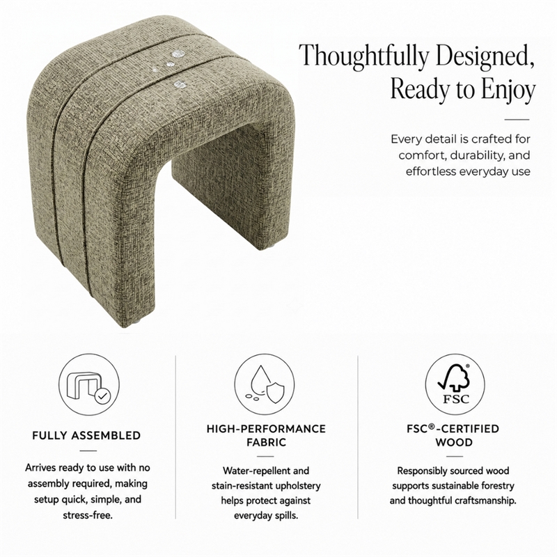 NPD Furniture - Rivo Ottoman - Nara Olive Chenille - Engineered Wood