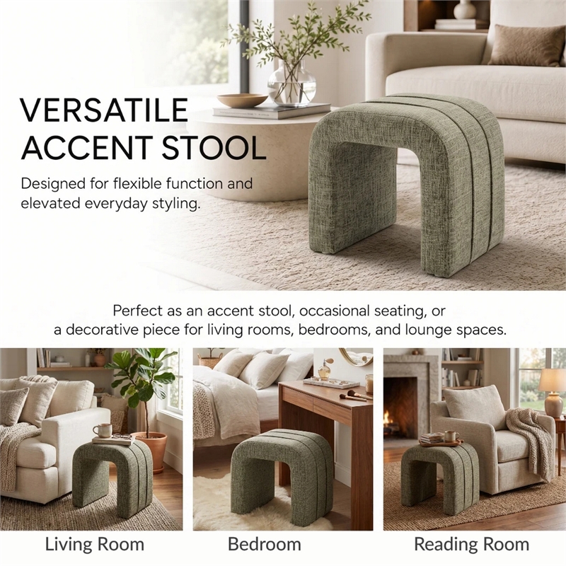 NPD Furniture - Rivo Ottoman - Nara Olive Chenille - Engineered Wood
