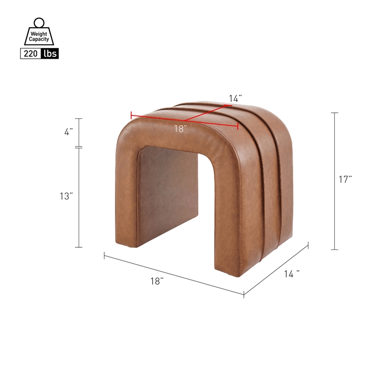 NPD Furniture - Rivo Ottoman - Vintage NaturalFaux Leather - Engineered Wood