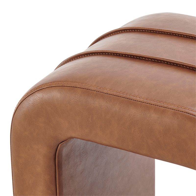 NPD Furniture - Rivo Ottoman - Vintage NaturalFaux Leather - Engineered Wood