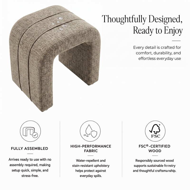 NPD Furniture - Rivo Ottoman - Nara Sand Chenille - Engineered Wood