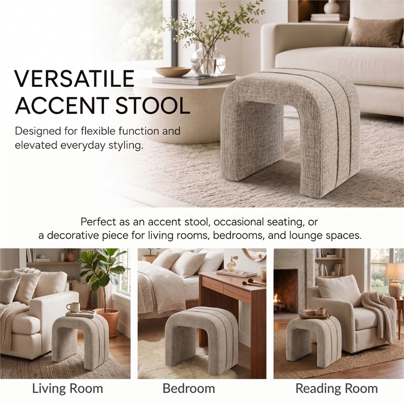NPD Furniture - Rivo Ottoman - Nara Sand Chenille - Engineered Wood