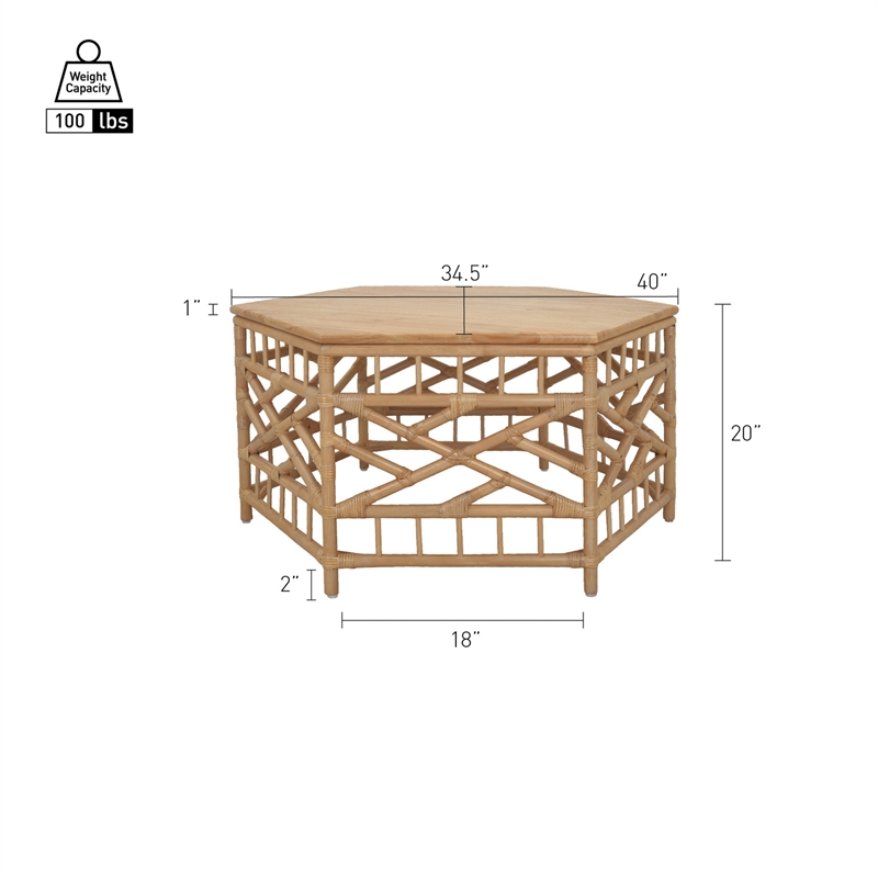 NPD Furniture - Kano Coffee Table - Natural Wheat Rattan Base - Coastal