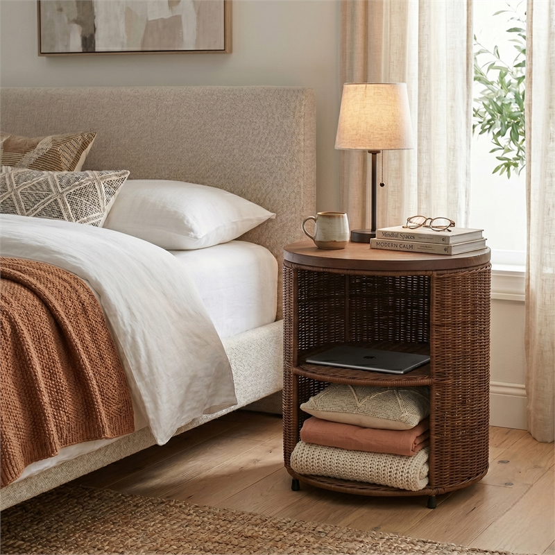 NPD Furniture - Zayn Accent Table - Cane Brown Rattan Base - Coastal