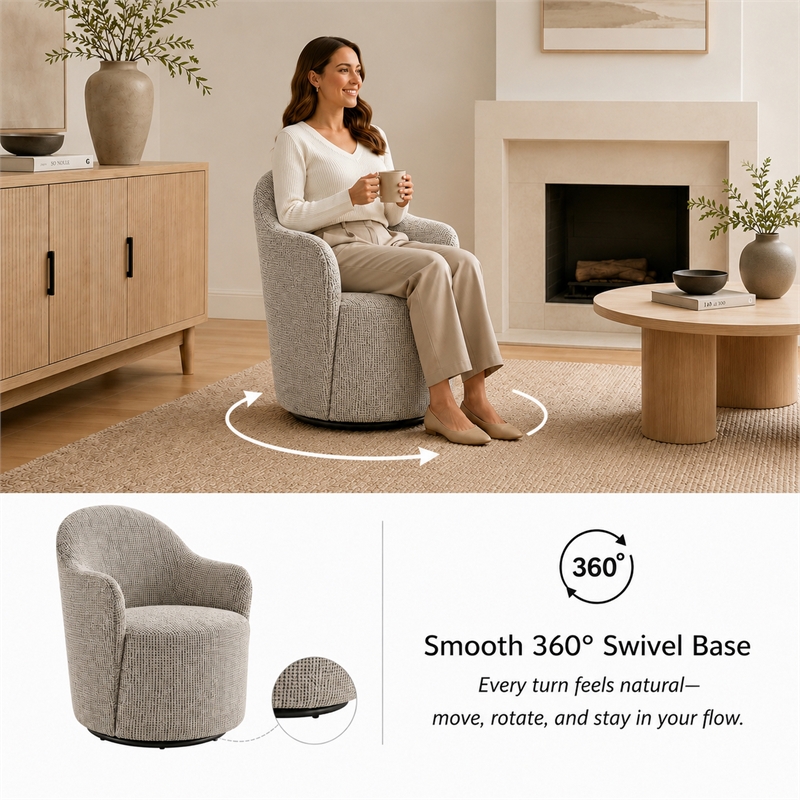 NPD Furniture - Zia Swivel Accent Chair - Mila Taupe - Engineered Wood