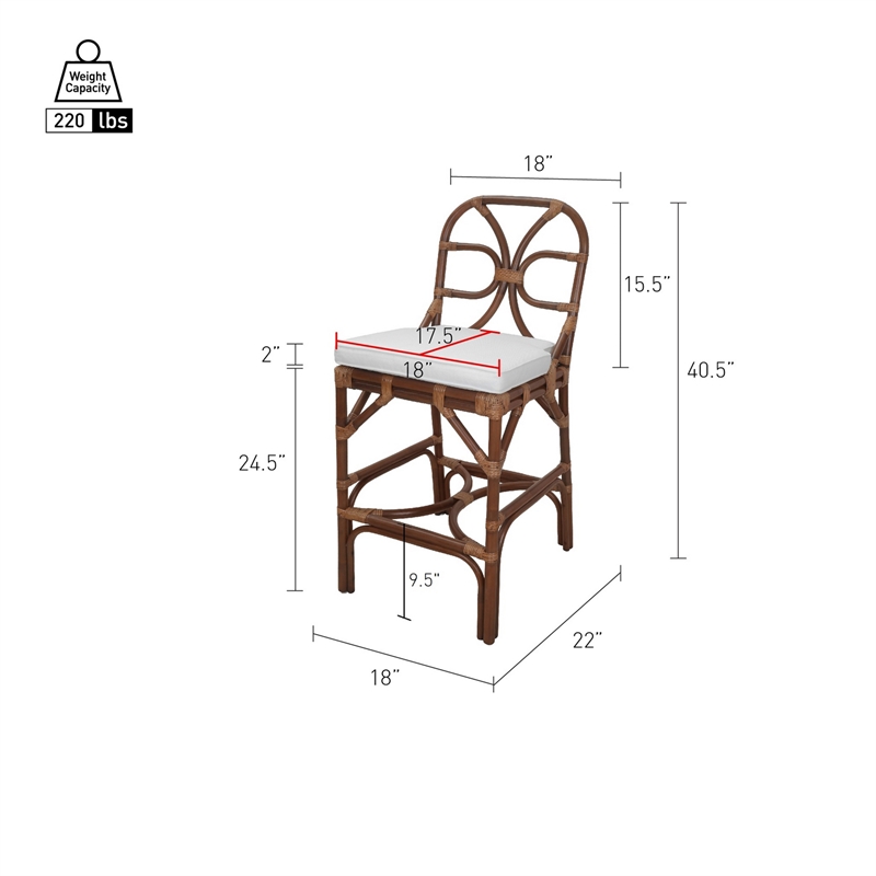 NPD Furniture - Eira Rattan Counter Stool - White - Cane Brown Rattan