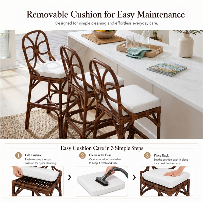 NPD Furniture - Eira Rattan Counter Stool - White - Cane Brown Rattan