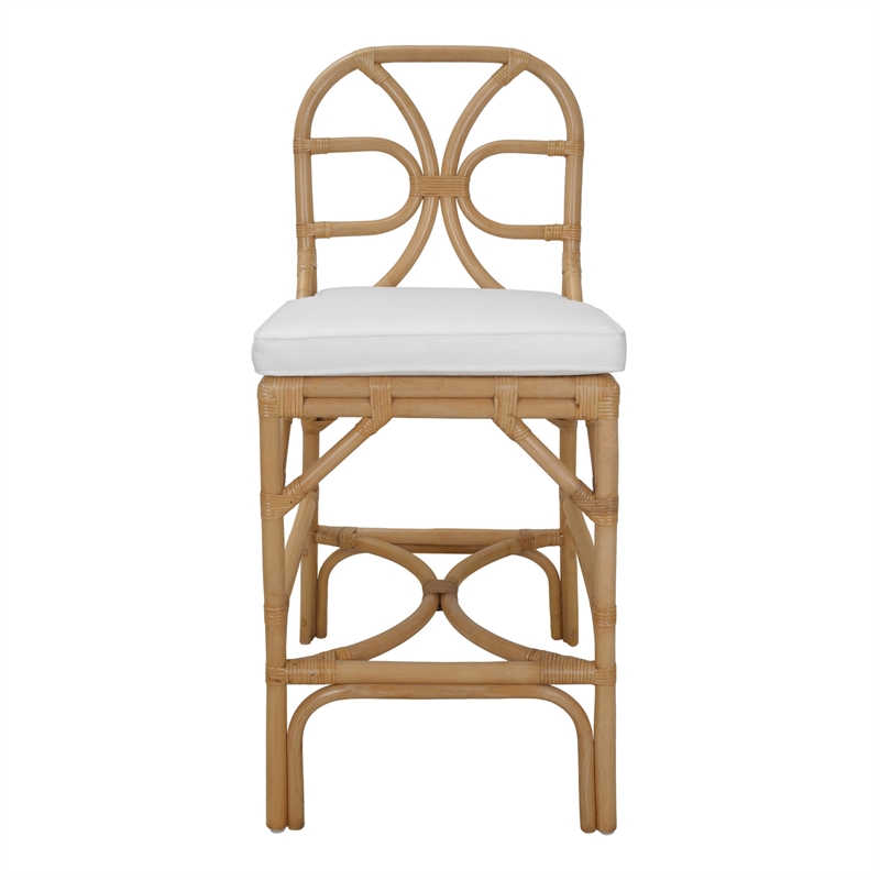 NPD Furniture - Eira Rattan Counter Stool - White - Natural Wheat Rattan