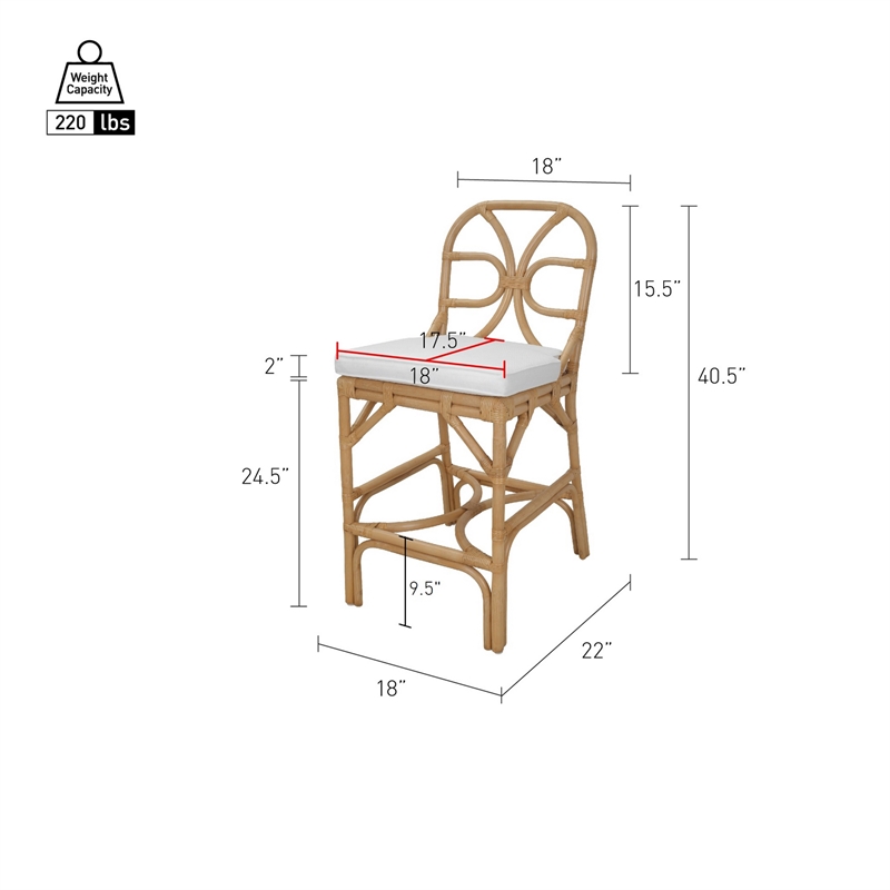 NPD Furniture - Eira Rattan Counter Stool - White - Natural Wheat Rattan