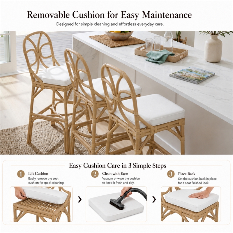 NPD Furniture - Eira Rattan Counter Stool - White - Natural Wheat Rattan